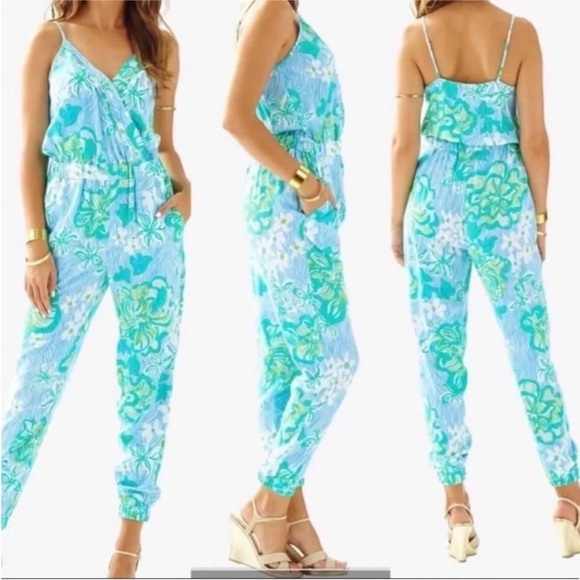 Lilly Pulitzer Melba Lagoon Green Jumpsuit - Picture 12 of 12